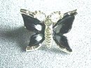 Enameled Butterfly Pin, Blk&Wht,Vintage