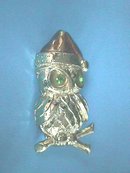 Signed Christmas Owl Pin w/Santa Hat