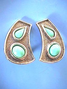 Silver,Turquoise Earrings, Faux,Pattinaed,Diffrnt!