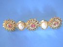 1928 Bar Pin, Flowers,Pink, Pearl Cabachons