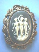 3 Graces Cameo Pin/Pend,Antiqued Setting