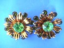 Green Retro Earrings, Light/Dark Hued, Sweet