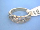 Double Heart Ring, Antiqued Gold Look, Size 9