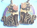 Cloisonne Cat Earrings, Prcd,Fancy,Bow,Flower