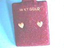 Gold Heart Earrings 14K Tiny Pierced Posts Nice!