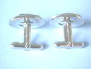 Silver Swirl Cuff Links, Black Navette, Like New!