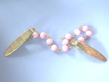 Vintage Sweater Clips,Guards,Pink Beads,G/T