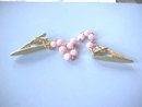 Vintage Sweater Clips,Guards,Pink Beads,G/T