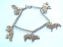 Safari Zoo Bracelet,Dangling Animals,Very Nice