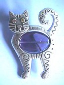 Blue Belly Cat,Pin, Contemporary,Very cute!