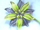 Flower Power Pin,1960s,Blue/Grn,Enameled