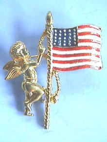 Angel, Flag Pin. Cherub, RWB enamel, Nice!