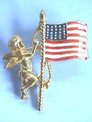 Angel, Flag Pin. Cherub, RWB enamel, Nice!