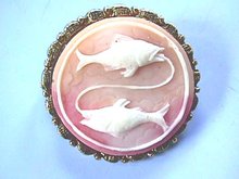 Piceses Fish Pin,Pendant,Cameo Style