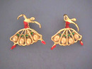 Vintage Ballerina Pins,Pair,R/Ss,Pearls,Enamel