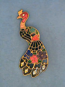 Enameled Peacock Pin, 2 1/2in,R/Ss,Nice!