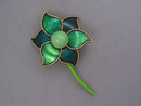 Flower Power Pin,Teal,Blue,Turq,Sgnd,1960