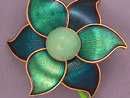 Flower Power Pin,Teal,Blue,Turq,Sgnd,1960