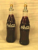 Coca-Cola Bottle Glass Ornaments,MIB,(2)
