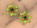 2 Greens Earrings,Navettes,Rnd,Vint,Pr Set