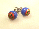 Venetian Glass Millefiori Bead Earrings,Pierced Posts