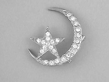 Moon Star Pin,Vint,R/Ss,1/4 Moon,Cosmic!