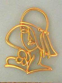 JJ Face Pin,Fashion,Signed,1988,Vintage