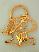 JJ Face Pin,Fashion,Signed,1988,Vintage