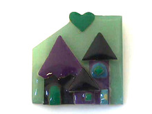 Lucinda House Pin,Hearts,Green/Purple
