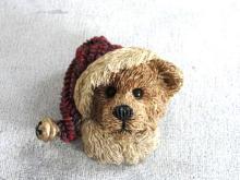 Christmas Bear Pin Head Santa Hat Vintage