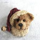 Christmas Bear Pin Head Santa Hat Vintage