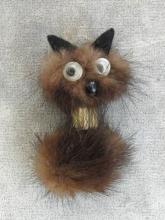 Googly Eye Mink Dog Pin Vintage