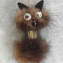 Googly Eye Mink Dog Pin Vintage