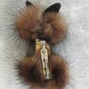 Googly Eye Mink Dog Pin Vintage