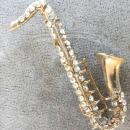 Saxophone Rhinestone Pin Vintage Loaded