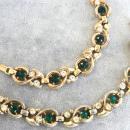 Vintage Green Swirl Set Bracelet Earrings Necklace Crystal 1950s