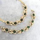 Vintage Green Swirl Set Bracelet Earrings Necklace Crystal 1950s