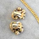 Vintage Green Swirl Set Bracelet Earrings Necklace Crystal 1950s