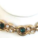 Vintage Green Swirl Set Bracelet Earrings Necklace Crystal 1950s