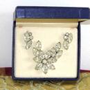 Chunky Rhinestone Set Crystal NIB Brooch Earrings Vintage