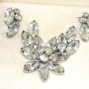 Chunky Rhinestone Set Crystal NIB Brooch Earrings Vintage
