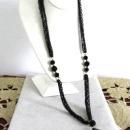 Black Crown Trifari Set Multi Chain Glass Resin Neck Earrings Vintage
