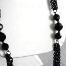 Black Crown Trifari Set Multi Chain Glass Resin Neck Earrings Vintage