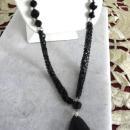 Black Crown Trifari Set Multi Chain Glass Resin Neck Earrings Vintage