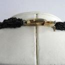 Black Crown Trifari Set Multi Chain Glass Resin Neck Earrings Vintage
