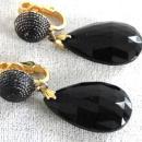 Black Crown Trifari Set Multi Chain Glass Resin Neck Earrings Vintage