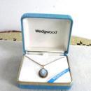 Vintage Wedgwood Cameo Necklace NIB Blue White Filigree