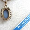 Vintage Wedgwood Cameo Necklace NIB Blue White Filigree