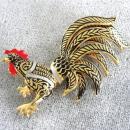 Spain Damascene Rooster Pin Toledo Vintage