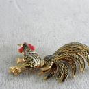 Spain Damascene Rooster Pin Toledo Vintage